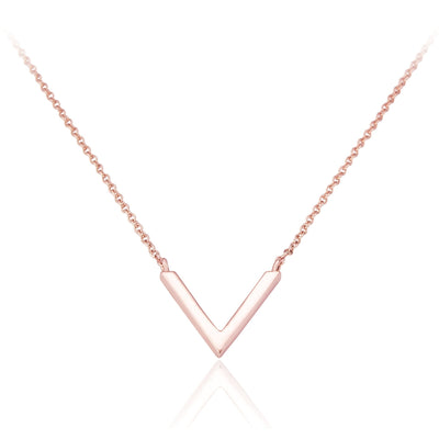 Spoke925 - Vana V Shaped Rose Gold Pedant Necklace