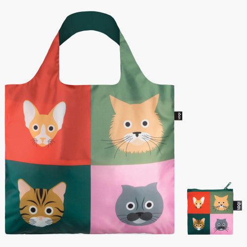 LOQI - Various Cats Print Recycled Shopping Bag