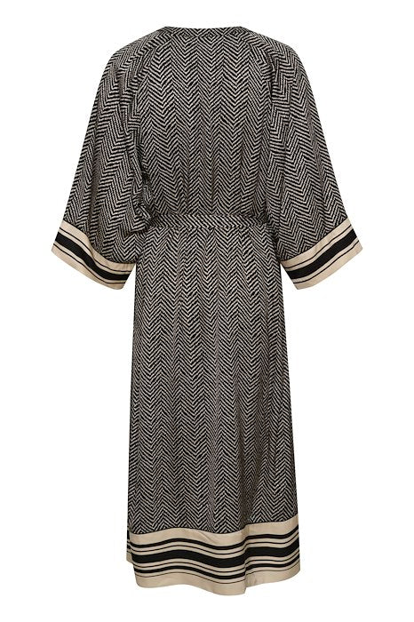 Part Two - SarisaPW 1/2 Sleeve Dress in Black Herringbone Print