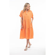 Orientique - Short Sleeved Long Linen Layered Dress (7159)