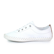 Lunar Shoes - St Ives Leather Plimsoll in White