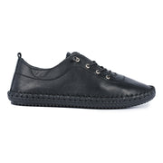 Lunar Shoes - St Ives Leather Plimsoll in Black