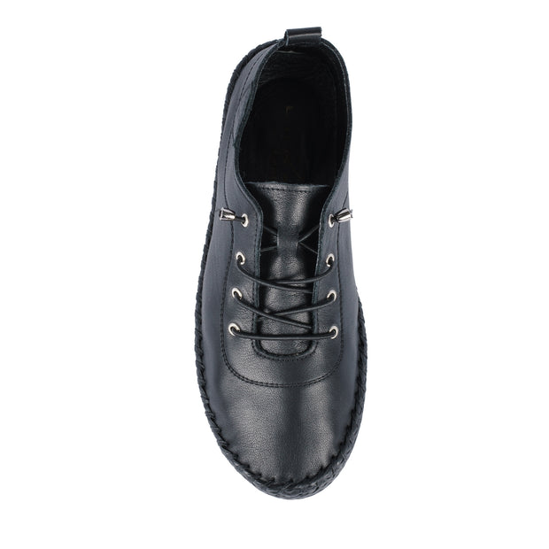 Lunar Shoes - St Ives Leather Plimsoll in Black