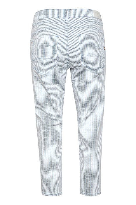 CREAM - CRLotte 3/4 Length Stripe Cotton Mix Trouser