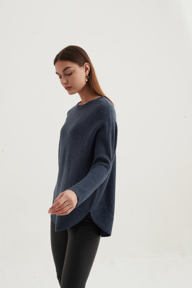 Tirelli - Oversized Ribbed Sleeve Jumper in Orient Blue (K2726)