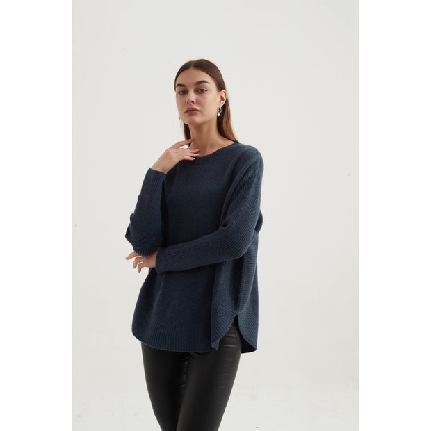 Tirelli - Oversized Ribbed Sleeve Jumper in Orient Blue (K2726)