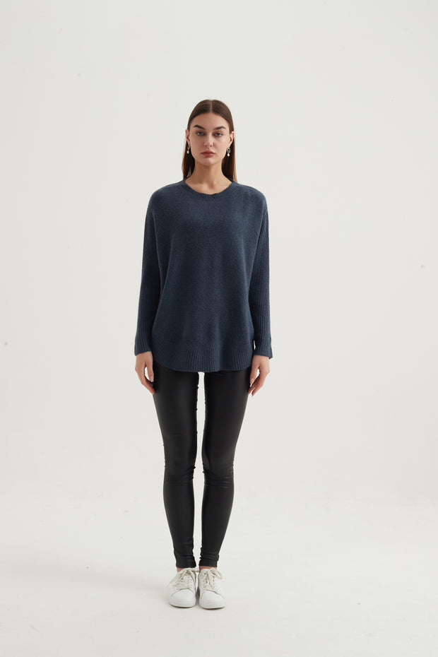 Tirelli - Oversized Ribbed Sleeve Jumper in Orient Blue (K2726)