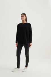 Tirelli - Oversized Ribbed Sleeve Jumper in Black (K2726)