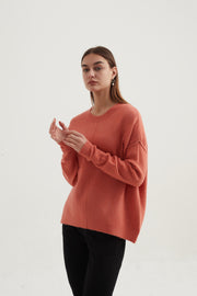 Tirelli - Oversized Split Hem Jumper in Flamingo (K2556)