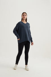 Tirelli - Oversized Split Hem Jumper in Orient Blue (K2556)