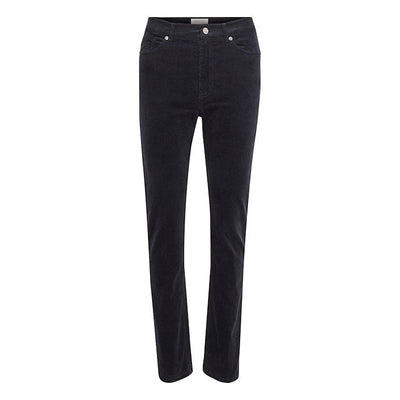 Part Two - RanaPW High Waist Slim Leg Needlecord Trouser in Dark Navy