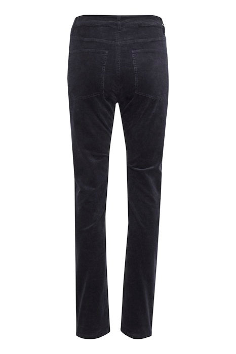 Part Two - RanaPW High Waist Slim Leg Needlecord Trouser in Dark Navy