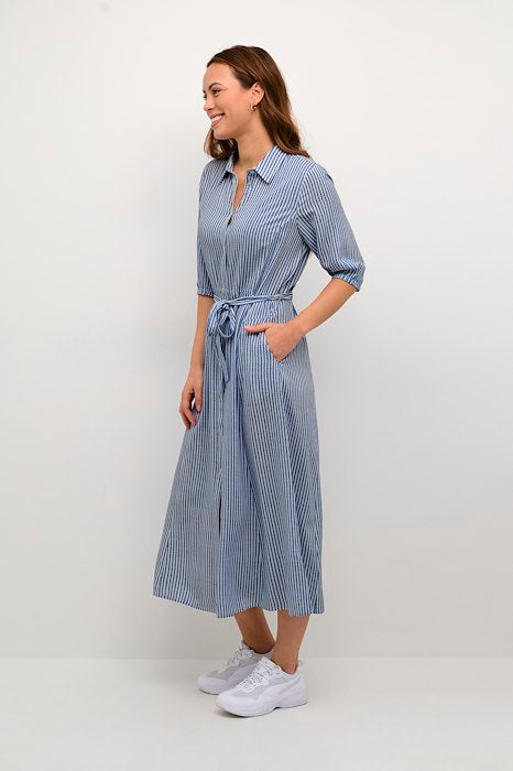 CREAM - CRTiah Long Button Through Shirt Dress - Zally Fit