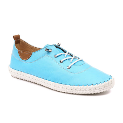 Lunar Shoes - St Ives Leather Plimsoll in Turquoise