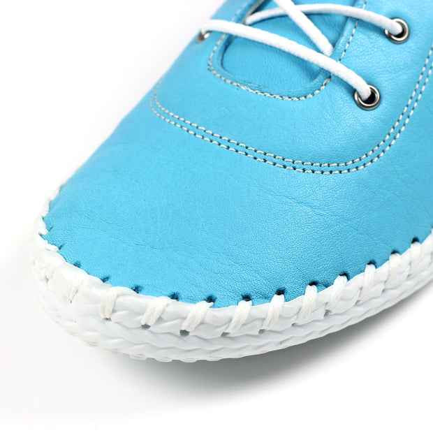 Lunar Shoes - St Ives Leather Plimsoll in Turquoise