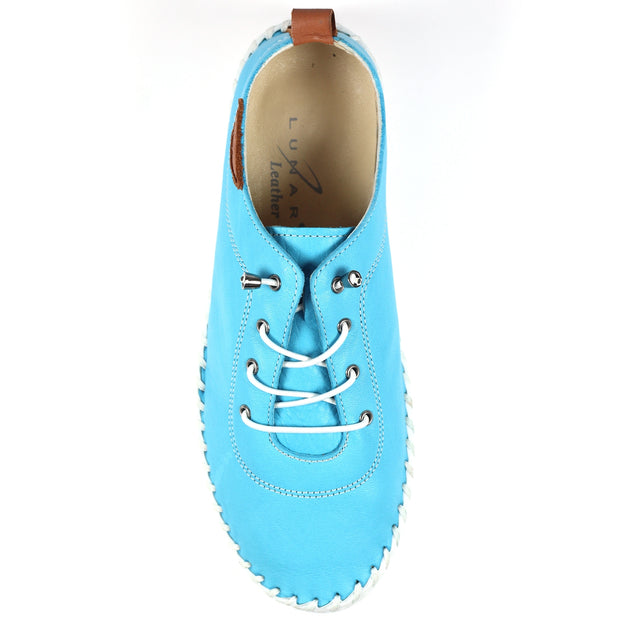 Lunar Shoes - St Ives Leather Plimsoll in Turquoise