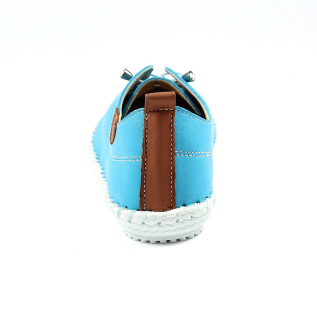 Lunar Shoes - St Ives Leather Plimsoll in Turquoise