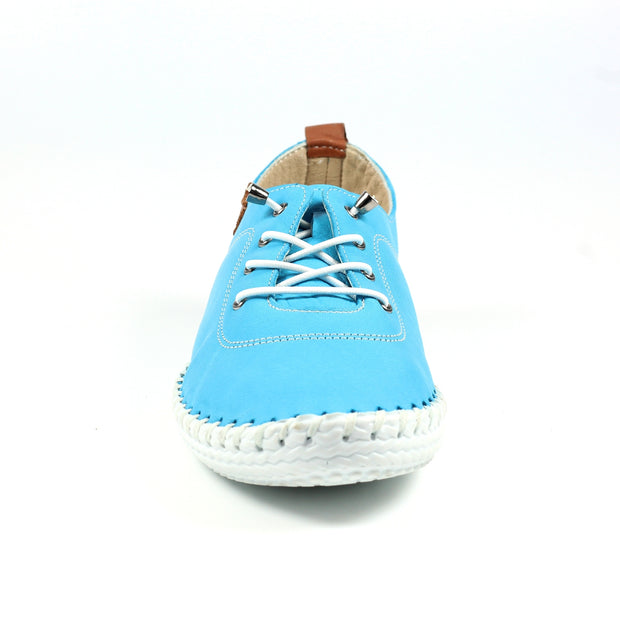 Lunar Shoes - St Ives Leather Plimsoll in Turquoise