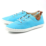 Lunar Shoes - St Ives Leather Plimsoll in Turquoise