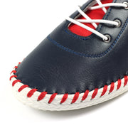 Lunar Shoes - Sandown Leather Plimsoll in Navy & Red