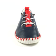 Lunar Shoes - Sandown Leather Plimsoll in Navy & Red