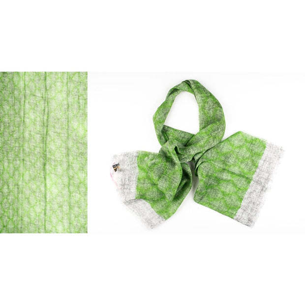 Kapre - Merino Wool Bright Green/Silver Grey Scarf - KAP280-03