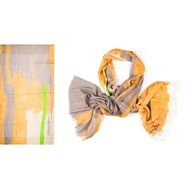 Kapre - Cotton & Modal Scarf in Beige, Sand & Splash of Green - KAP315-31