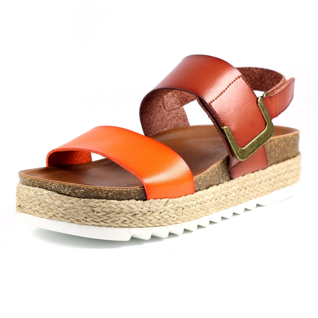 Lunar Shoes - Deanna II Wedge Sandal in Orange