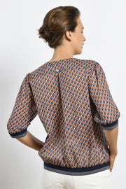 Mat De Misaine - Calvini - Printed Cotton Blouse With Ribbed Cuffs And Hem