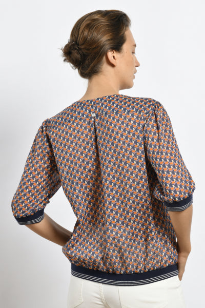 Mat De Misaine - Calvini - Printed Cotton Blouse With Ribbed Cuffs And Hem