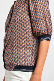 Mat De Misaine - Calvini - Printed Cotton Blouse With Ribbed Cuffs And Hem