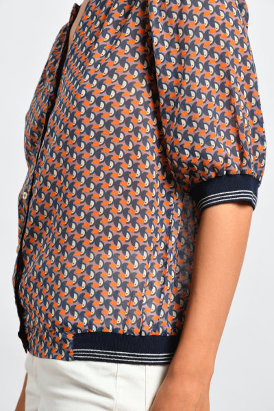 Mat De Misaine - Calvini - Printed Cotton Blouse With Ribbed Cuffs And Hem