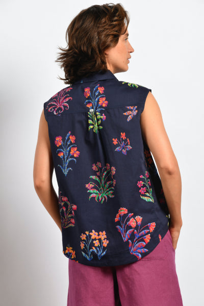 Mat De Misaine - Clapot - Sleeveless shirt in organic cotton Liberty fabric