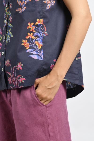 Mat De Misaine - Clapot - Sleeveless shirt in organic cotton Liberty fabric