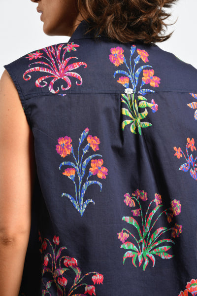 Mat De Misaine - Clapot - Sleeveless shirt in organic cotton Liberty fabric