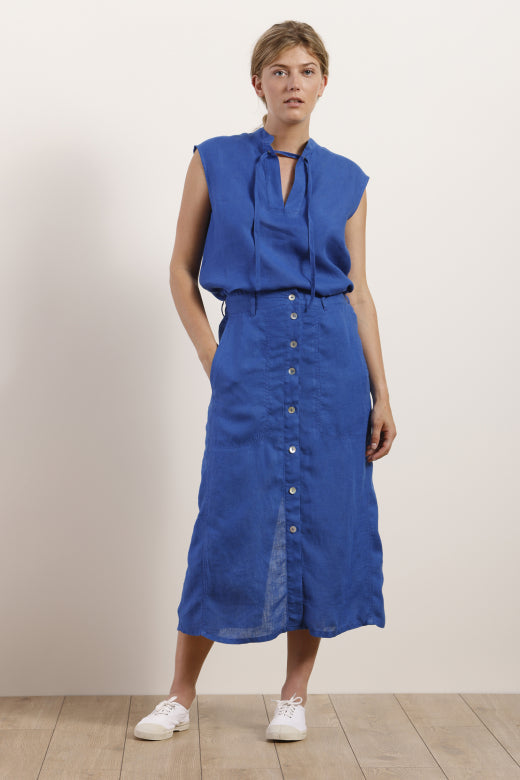 Mat De Misaine - Jazira - Long Button Through Linen Skirt