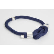 STRATA - Reef - Blue Soft Cord Necklace with Silver Tubes