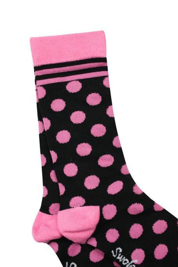 Swole Panda - Ladies Bamboo Socks - Black/Pink Polka Dot (SP-LS-11)