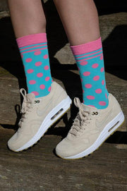 Swole Panda - Ladies Bamboo Socks -Blue/Pink Polka Dot (SP-LS-10)