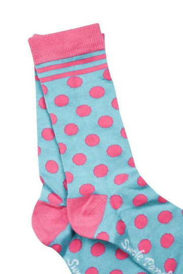 Swole Panda - Ladies Bamboo Socks -Blue/Pink Polka Dot (SP-LS-10)