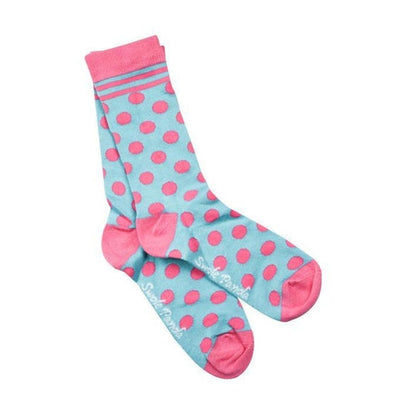 Swole Panda - Ladies Bamboo Socks -Blue/Pink Polka Dot (SP-LS-10)