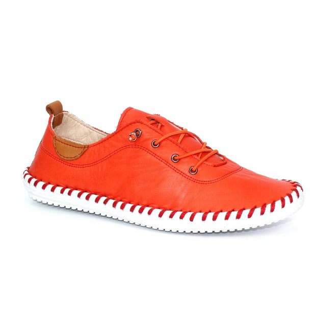 Lunar Shoes - St Ives Leather Plimsoll in Orange