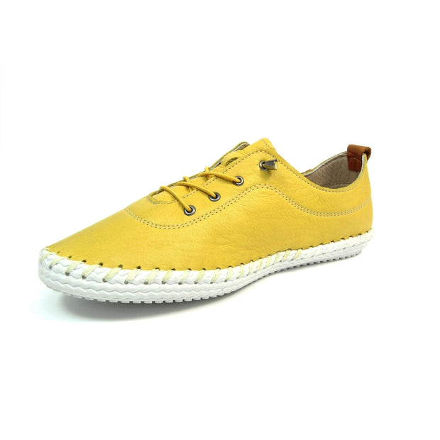 Lunar Shoes - St Ives Leather Plimsoll in Yellow