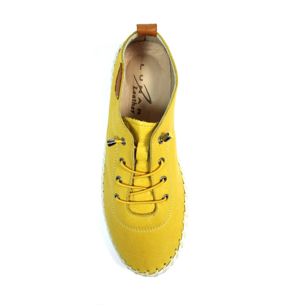 Lunar Shoes - St Ives Leather Plimsoll in Yellow